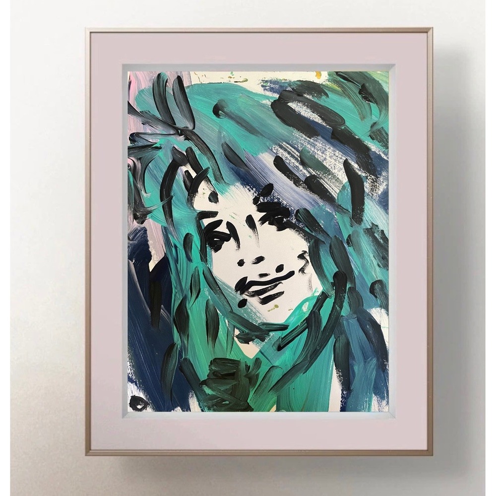 OMAN Dolly Parton Abstract Pop Art Portrait Painting 8.5x11 Paper Minimalism